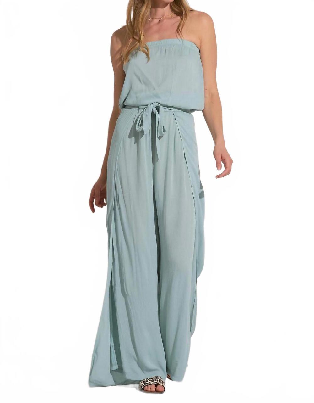 NEW ELAN strapless wrap jumper in teal